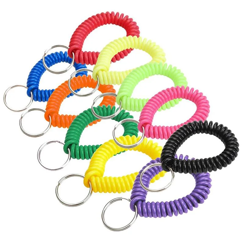 Colorful Flexible Spiral Coil Stretchable Spring Wristband Key Ring for ID Badge Sports