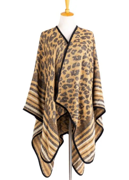 Fashion Leisure Classical Acrylic Leopard Knitted Scarf Wrap Poncho Shawl