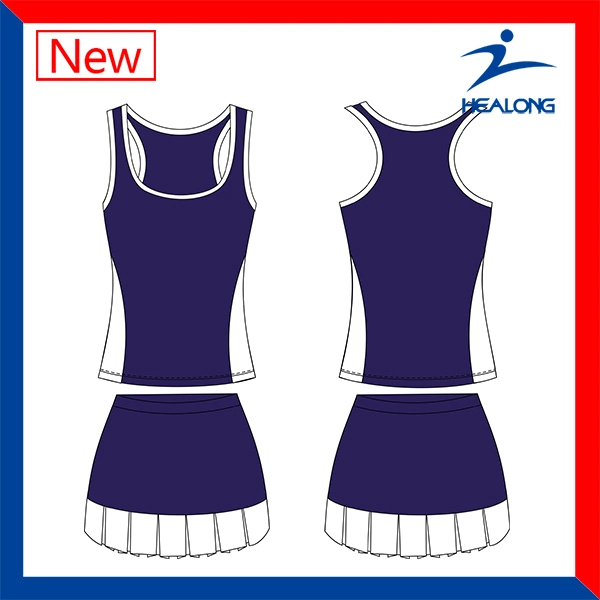 Healong Blue and White Customized Tennis Dresses Skirts Clothes for Women