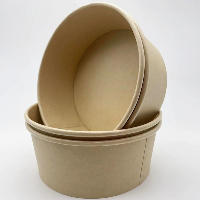 6oz taza desechable de sopa de papel Kraft con tapa de papel compostable