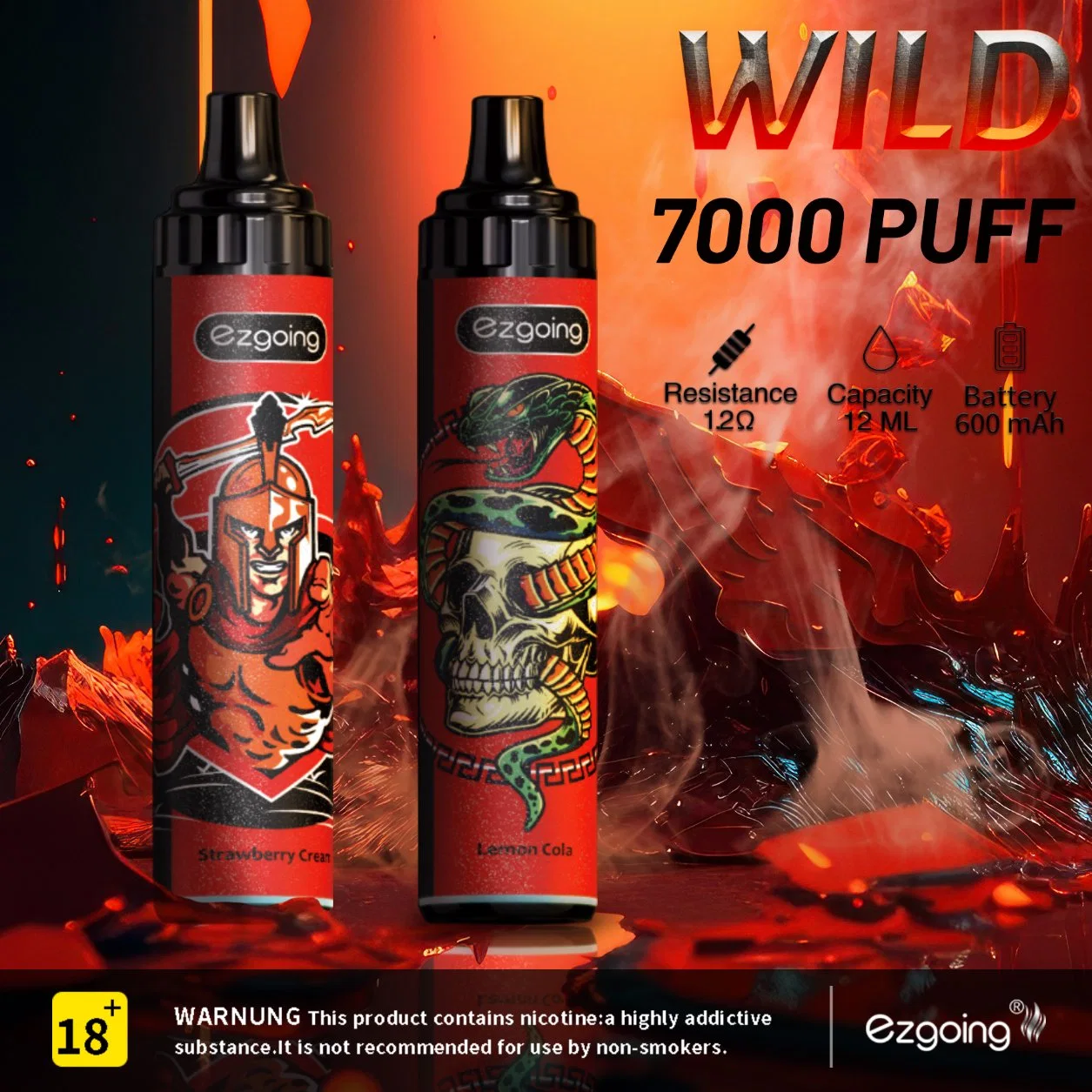 Wild Bar 7000 Puffs con 10 sabores cigarrillo electrónico VAPE