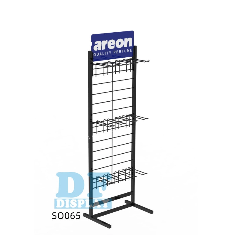 Metal Display Free Standing Rack Sock Display Rack Stand Wire Net Grid Floor Rack with Hook