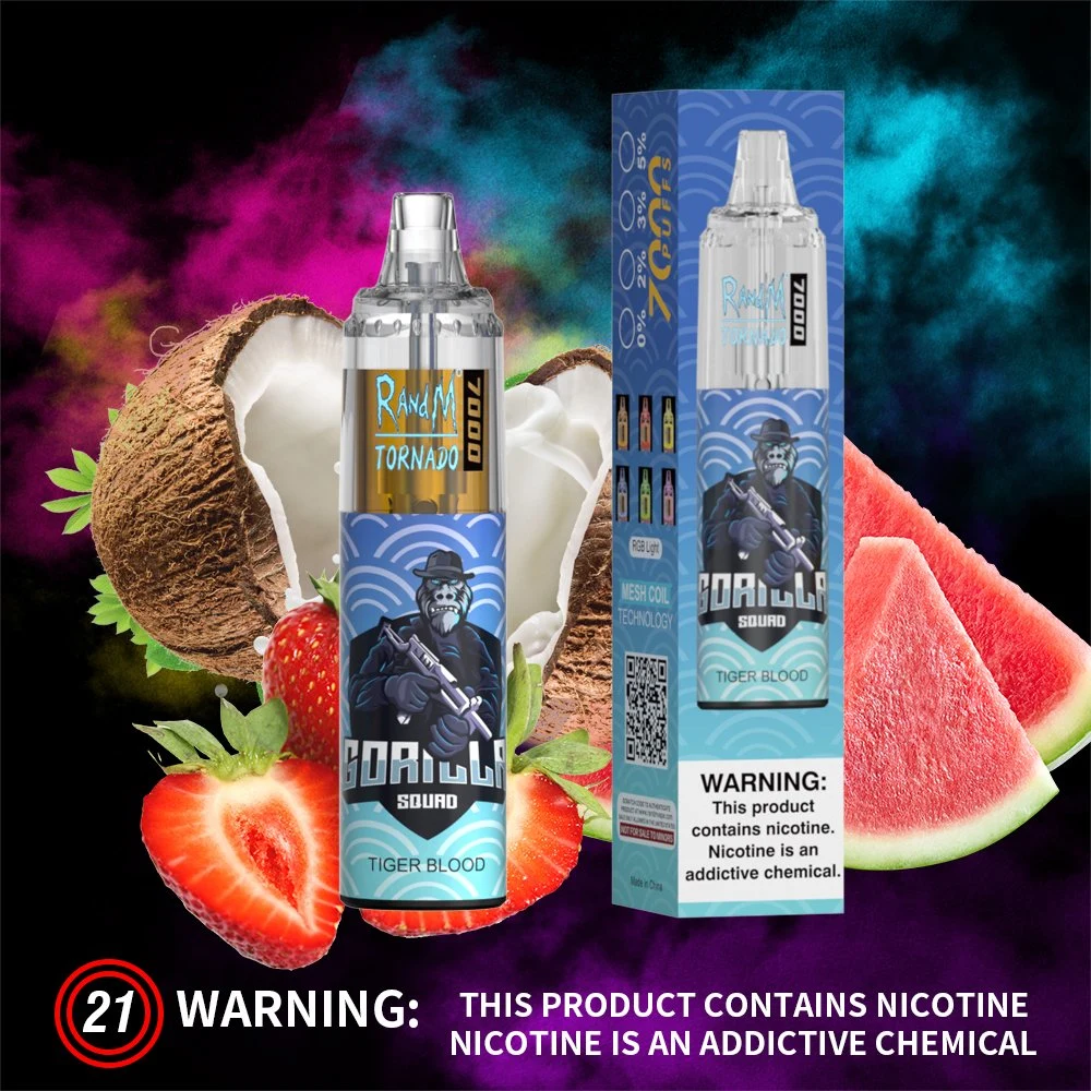 Authentic Randm Tornado 7000 Puffs 14ml E-Liquid 0% 2% 5% Nicotine with Verified Barcode Disposable/Chargeable Vape Pen Mesh Coil