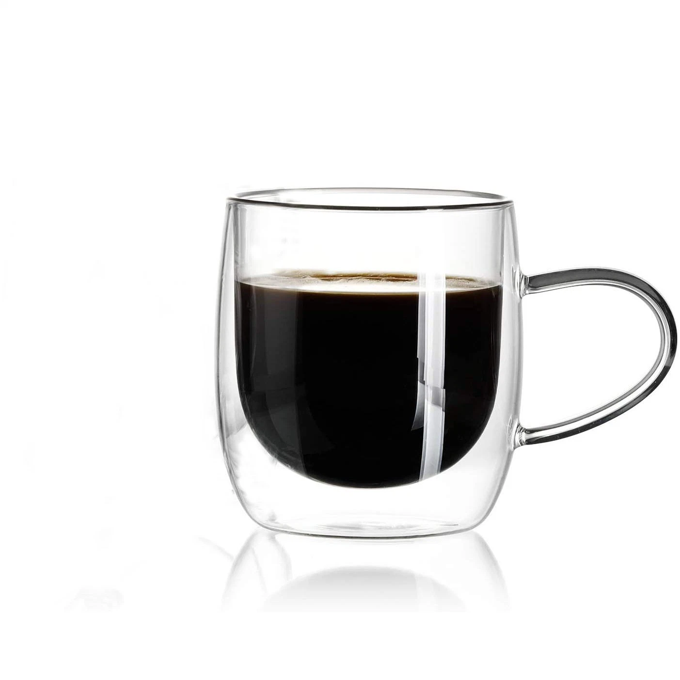 Parede de vidro com isolamento duplo com pega para o café/chá/Água/viagens vinho Caneca Cup