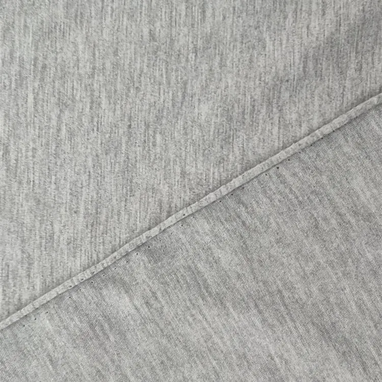 Wholesale Polyester Spandex Blended Linen Heather Grey Single Jersey Fabric for Sportswear