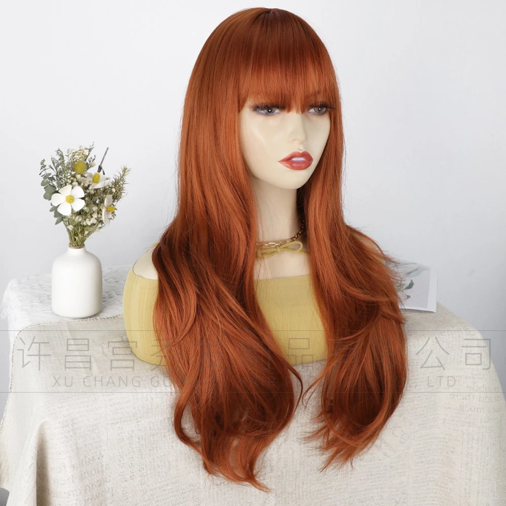 Natural Wave Synthetic Wigs Heat Resistant Hair with Bangs Wig