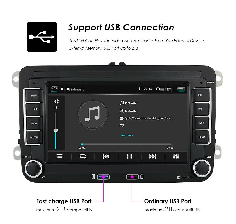 Android de 7 pulgadas 10 Radio estéreo para coche Carplay Bt GPS para VW Volkswagen Jetta Passat cámara