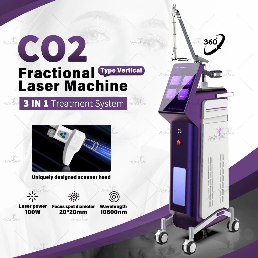 Big Power 100W Fractional CO2 Laser RF Tube Acne Pigment Removal Skin Rejuvenation Scar Resurfacing Vaginal Tightening Beauty Machine with Ergonomic Design