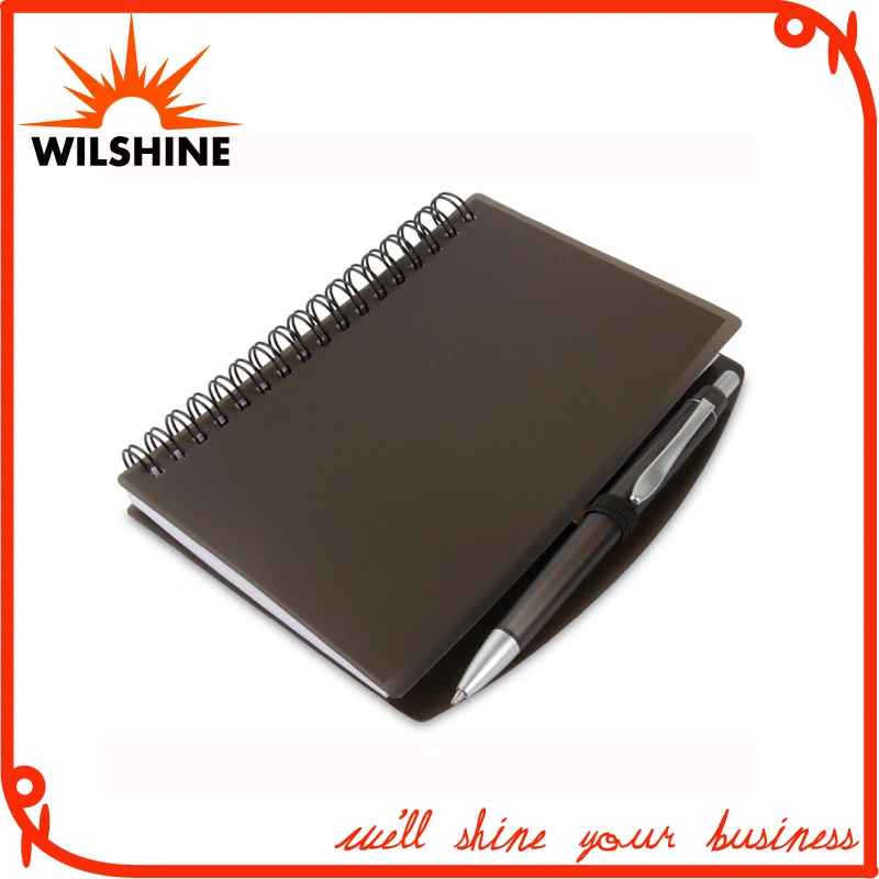 A6 PP Cover Stationery Spiral Notebook with Plastic Pen (PPN221B)