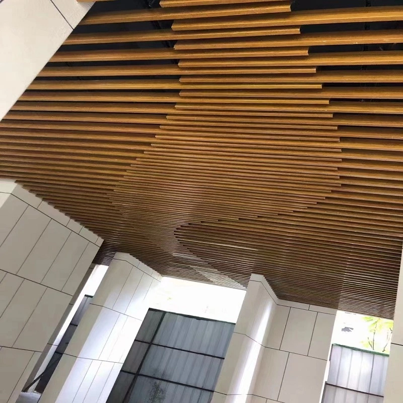 Wood Color Aluminium Panels Alloy Baffle Ceiling U Shape Linear Tube Metal Ceilings