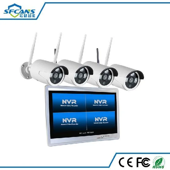 Monitor LCD NVR de 12.5 polegadas WiFi 4 canais de segurança combinada Sistema de câmara