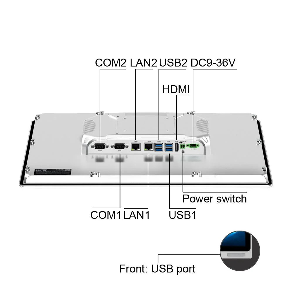 Panneau industriel intégré 19 pouces IP65 étanche et résistant à la poussière PC tout-en-un à écran tactile résistif avec processeur Intel Celeron 3855u 3865u