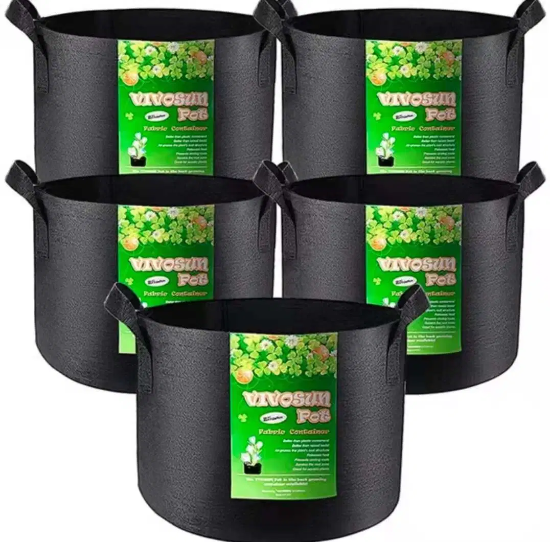 5-Pack 5 Gallon Grow Bags Heavy Duty 300g Thickened Nonwoven Plant Fabric Pots with Handles