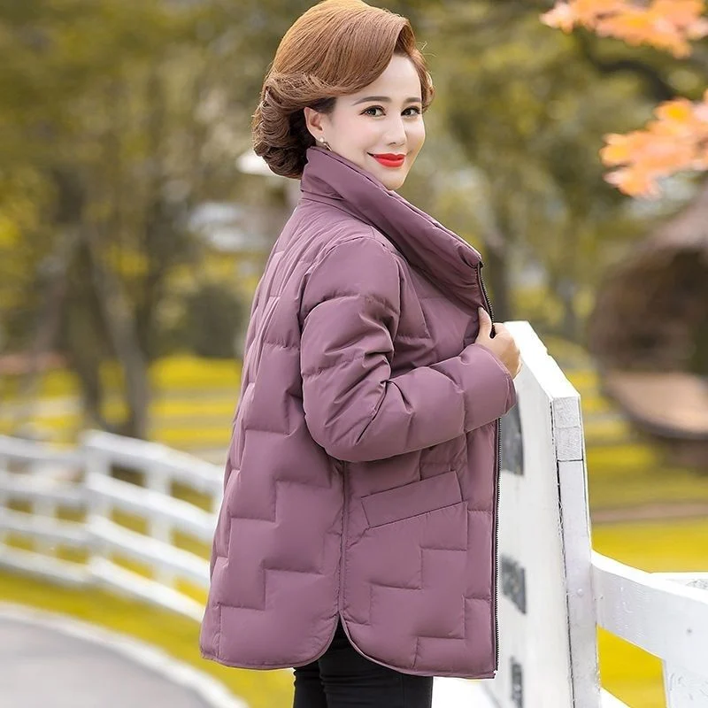 Mamá Middle-Aged invierno corto Down Jacket Middle-Aged mujeres y ancianos chaqueta