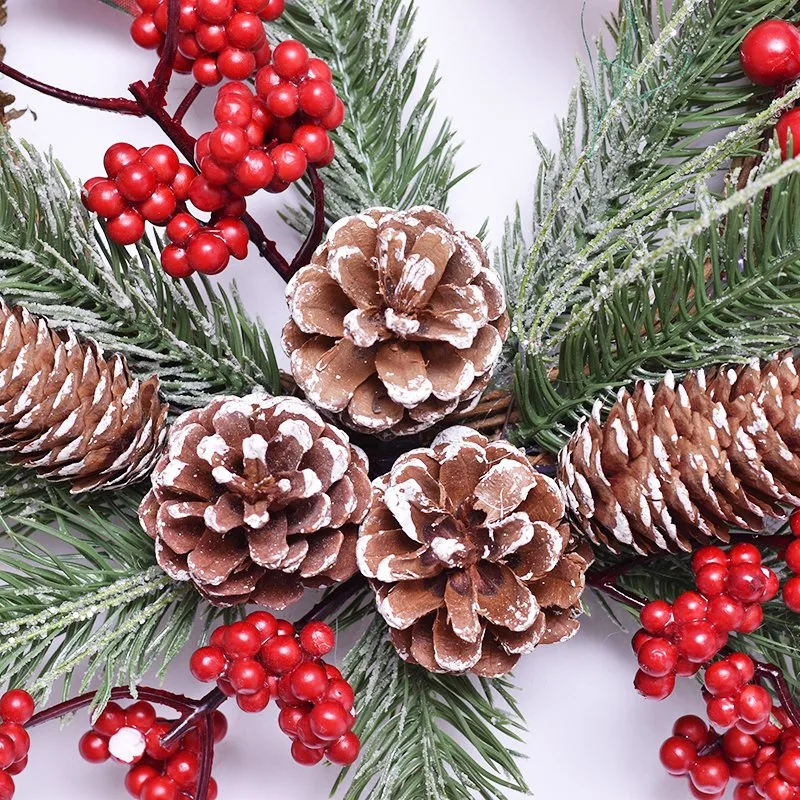 30cm Decorative Christmas Wreath with Red Berries and Pinecone Mixed