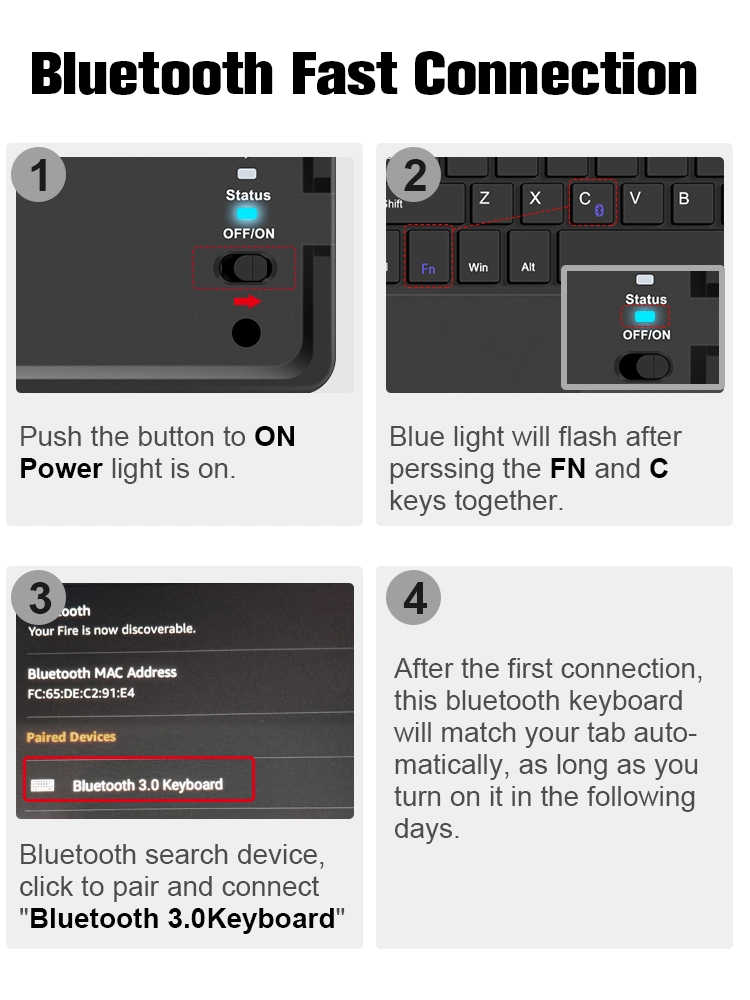 Kabellose Bluetooth-Tastatur für Tablet PC Telefon/Computer/Laptop mit Touchpad