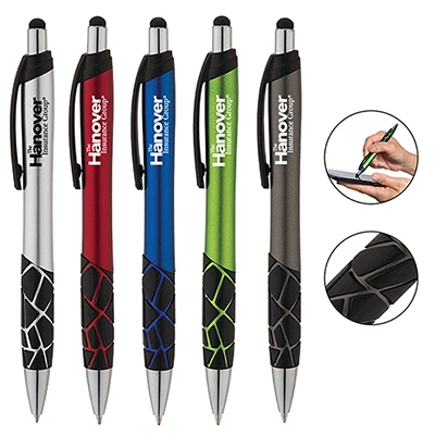 Promotion Gift Fashion Design Metal Dual Function Geometric Desig Pen with Stylus/Stylus Ball Pen/Stylus Ballpoint Pen
