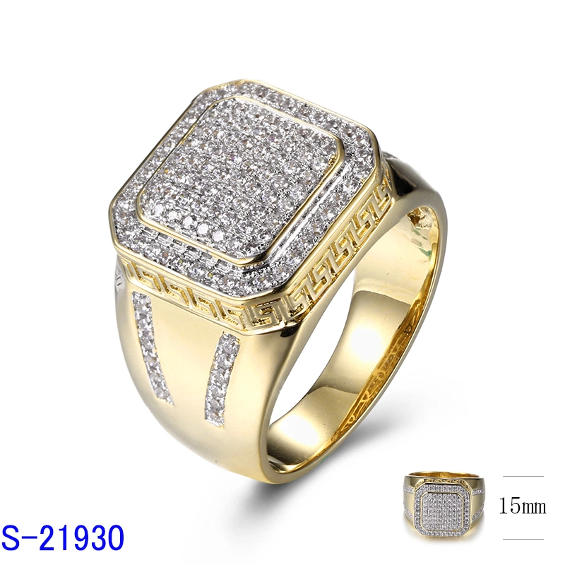 925 Sterling Silver Fashion Hip Hop Pop Jewelry Micro Pave Cubic Zirconia Ring for Men