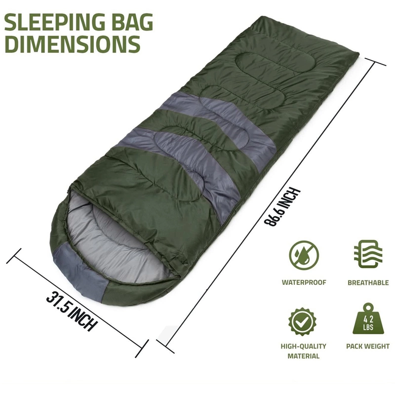 Outdoor Sleeping Bag Camping 190t Polyester Cotton Filling Waterproof Sleeping Bag