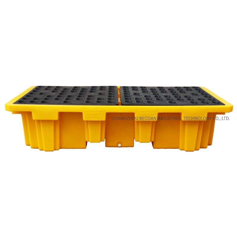 2200x1300x500/150mm quatro entradas de HDPE 2 Tambor IBC Duplo Bund Palete de derramamento