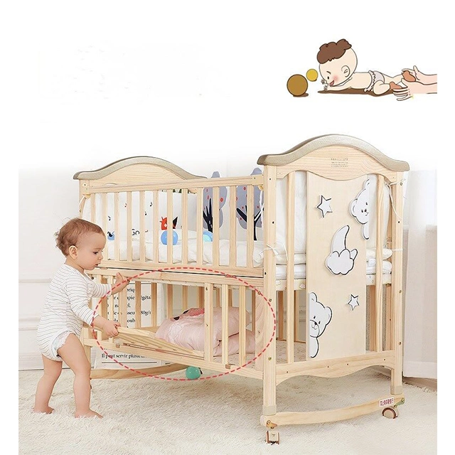 Adjustable Height Single Baby Crib Factory Price Cradle Bed Cot Little Kid Furniture for Sale in Stock