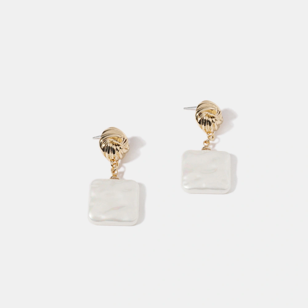 Nuevos Pendientes de aguja de plata S925 Korean Geometric simple Pearl Pendientes