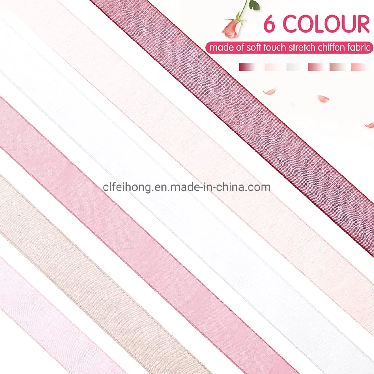 Factory OEM Polyester Colorful Organza Ribbon Eco Friendly Plain Sheer Organza Ribbon Roll for Gift Packing Christmas Festival Shoe Hair Accessories White Color