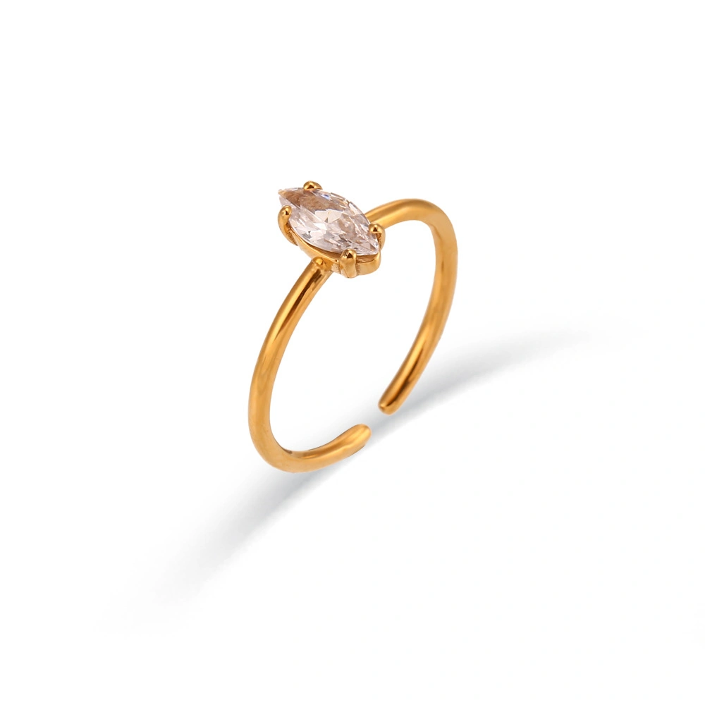 Mayorista Moda Joyas de Lujo Acero inoxidable chapado en oro 18K Inset Zircon anillo ajustable Joyería para mujeres