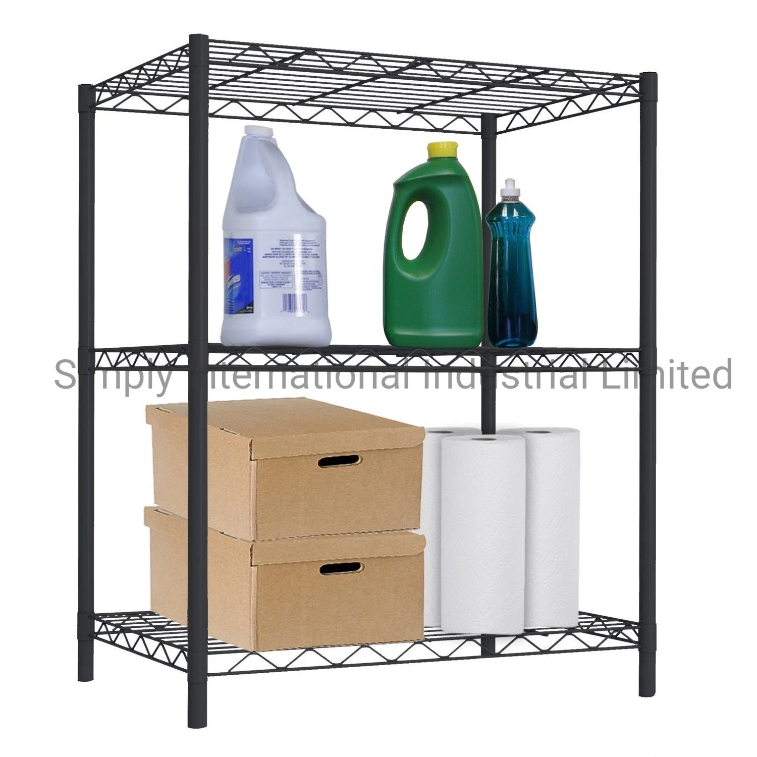 Family Laundry Room Storage Small Type Black Epoxy Painting Wire Shelving