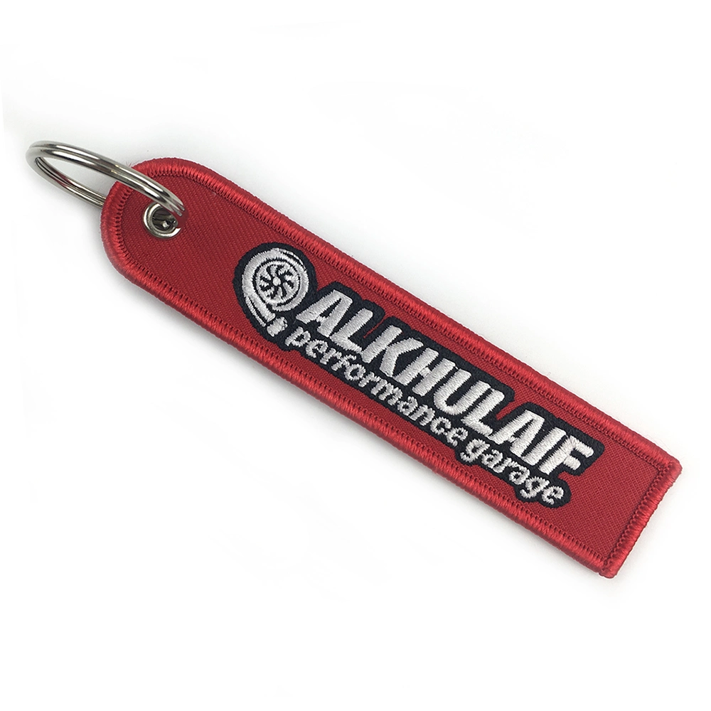 High quality/High cost performance  Custom Double Side Embroidery Text Fabric Keychain