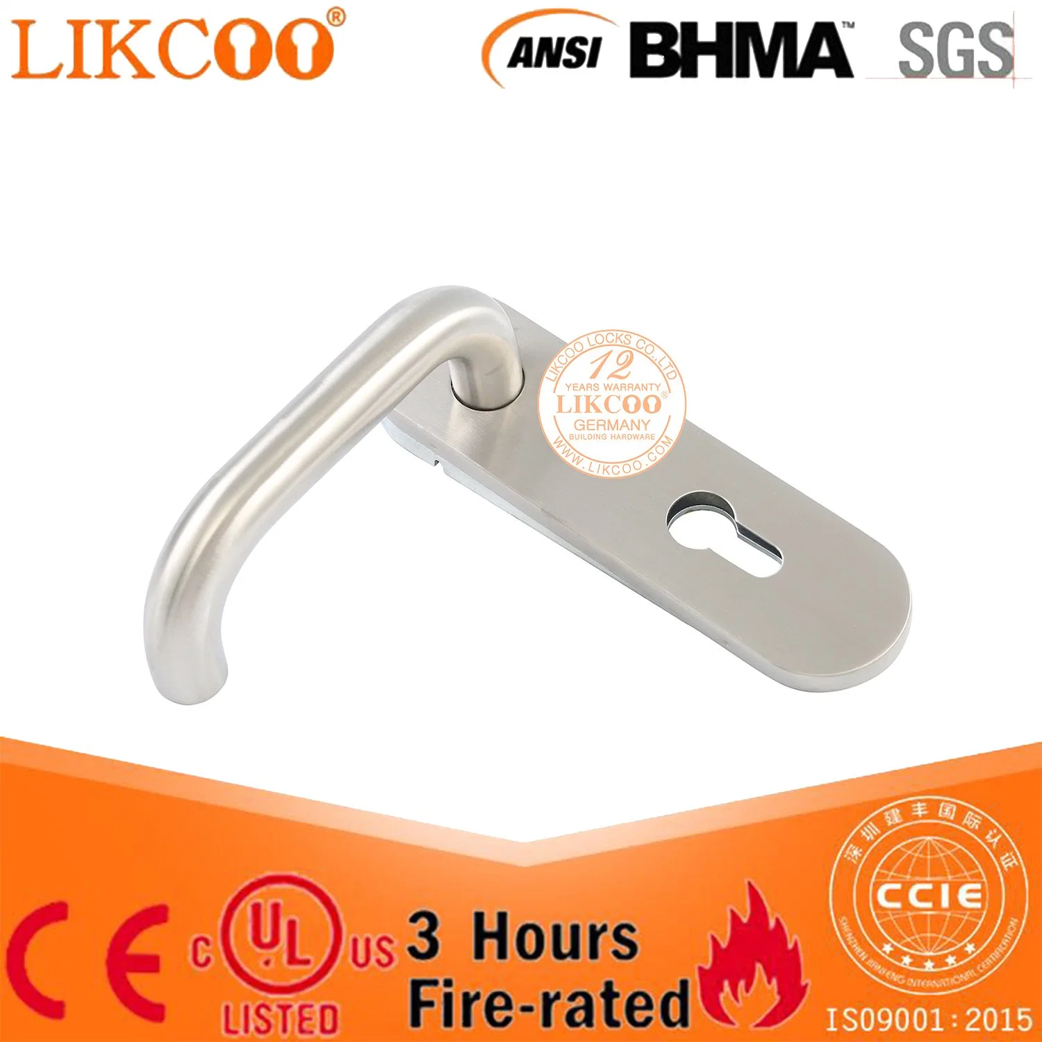 Stainless Steel Lever Tube Plate with Lock for Metal Door