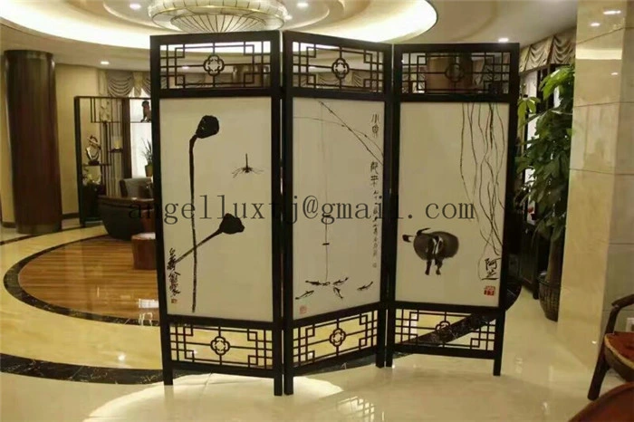 Chinese Style 3 Panel Room Divider Stainless Steel Folding Screen From Original Factory