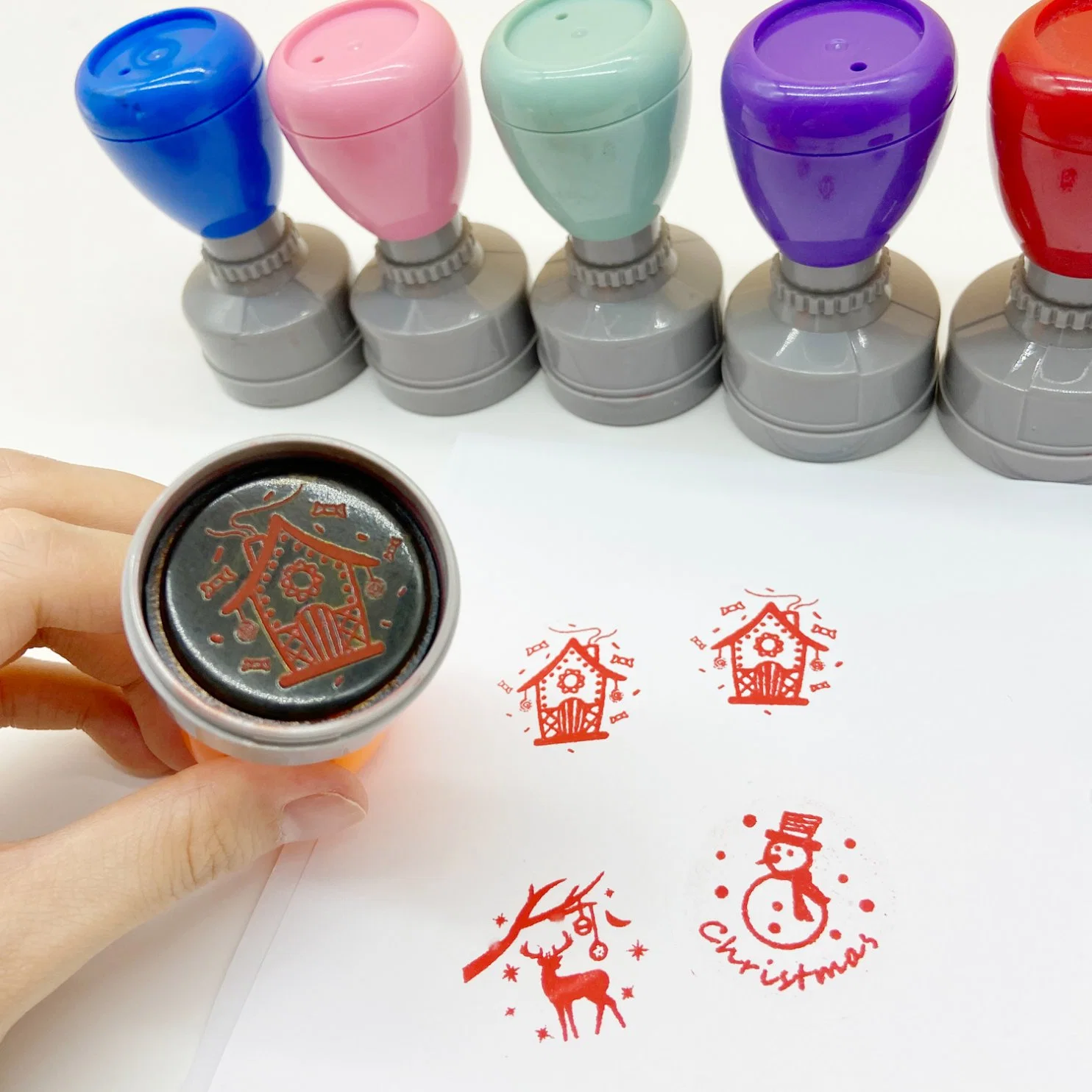 Small Stamp Round Colorful Design Custom Logo Flash Stamp for Office