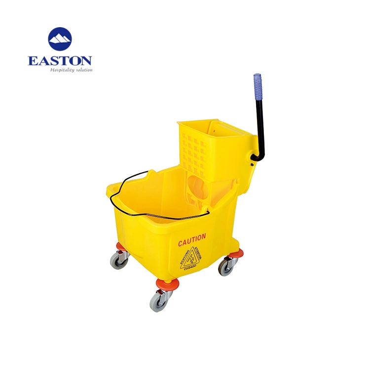 Hotel Grey Double Buckets Plastic Free Moving Cleaning Trolley