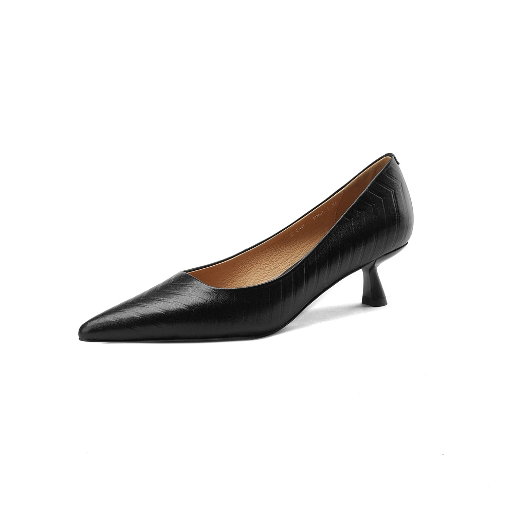 Elegant Pointy Toe Office Wear Ladies Shoes Black Pumps Kitten Heel Dress Shoes for Women