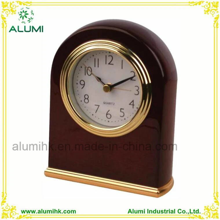 Hotel Wooden Silent Mahogany Table Alarm Clock