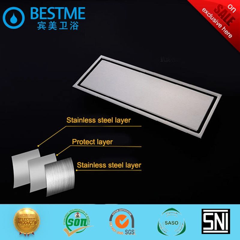 Bar Shape Bathroom Floor Drain Concealed Design for Hotel (BF-K70)