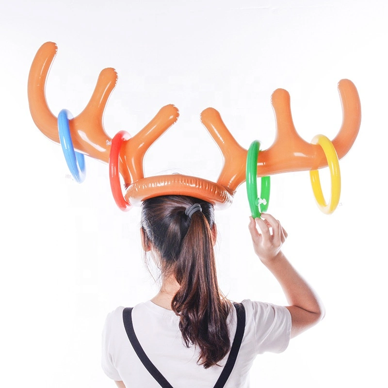 PVC-Weihnachtsdekoration Geschenk Aufblasbare Rentier Antler Ring Toss Party Spiel Hut Spielzeug für Weihnachten Feiertagsfeier liefert Gefälligkeiten