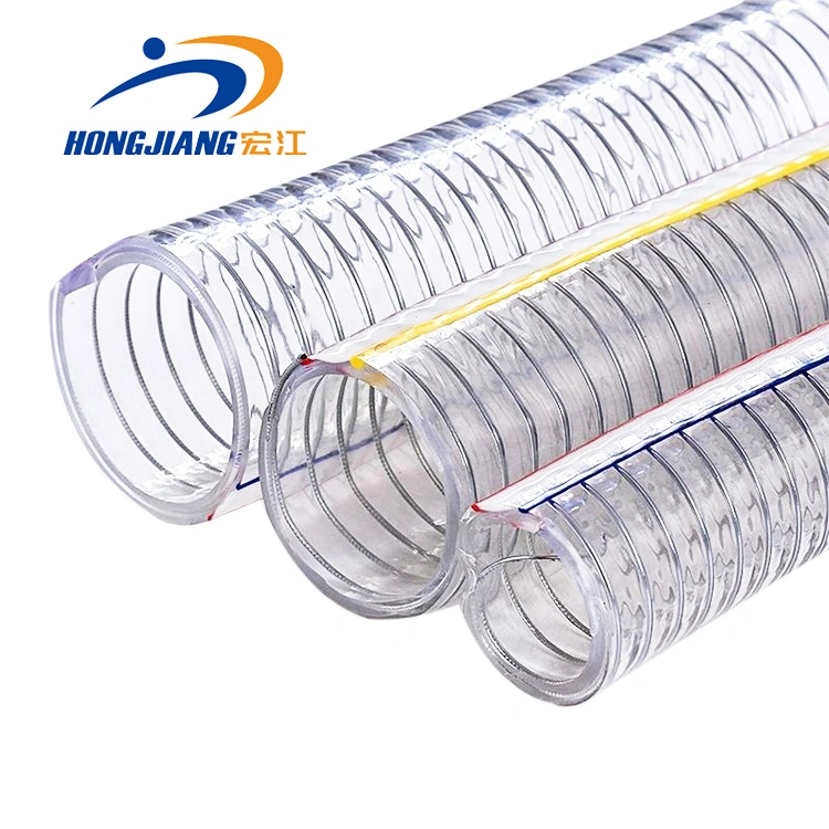 PVC transparente reforzado con alambre de acero industrial de agua de la manguera de descarga para Fishman, aceite, agua