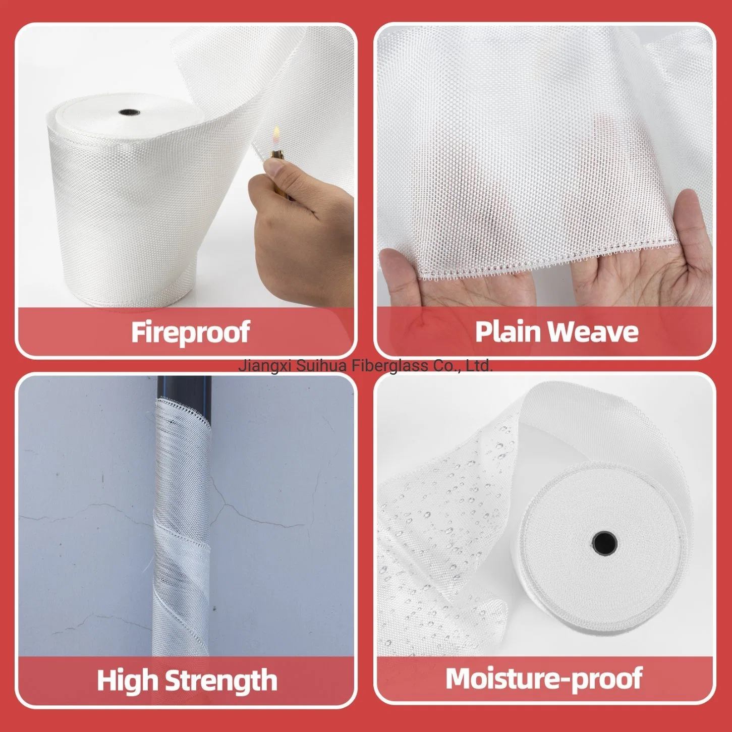 Fiberglass Fabric Cloth Insulation Resistant High Temperature Protection Thermal Woven Fiberglass Tape