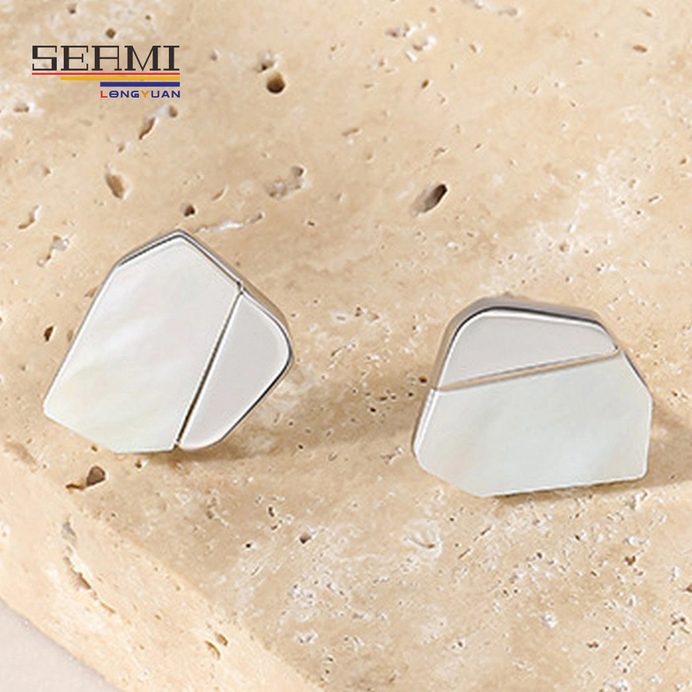 S925 Sterling Silver Female Irregular White Shell Unique Earrings