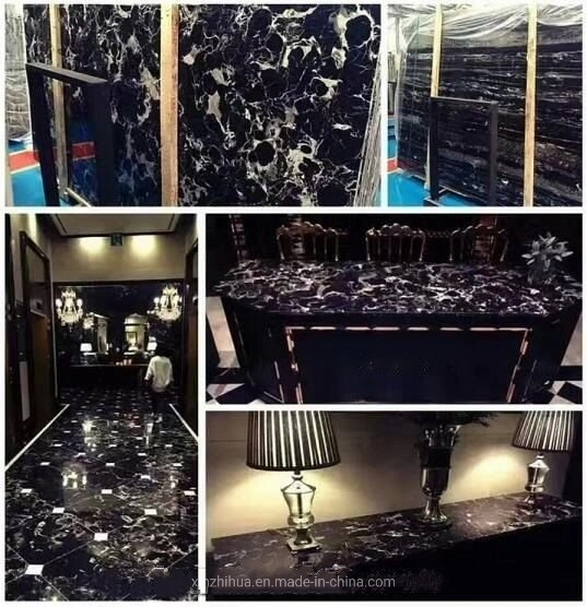 Polished/Honed Natural Stone Ice Flower Black/White Marble Countertops/Stairs/Sills/Column/Mosaic/Interiors Decoration/Floor/Wall Tile