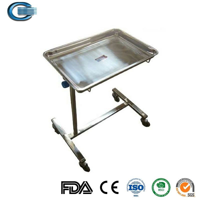 Huasheng Hc-M019 Medical Equipment Stainless Steel Stretcher with Guardrail/Infusion Stand Transport Patient Emergency Trolley Stretcher