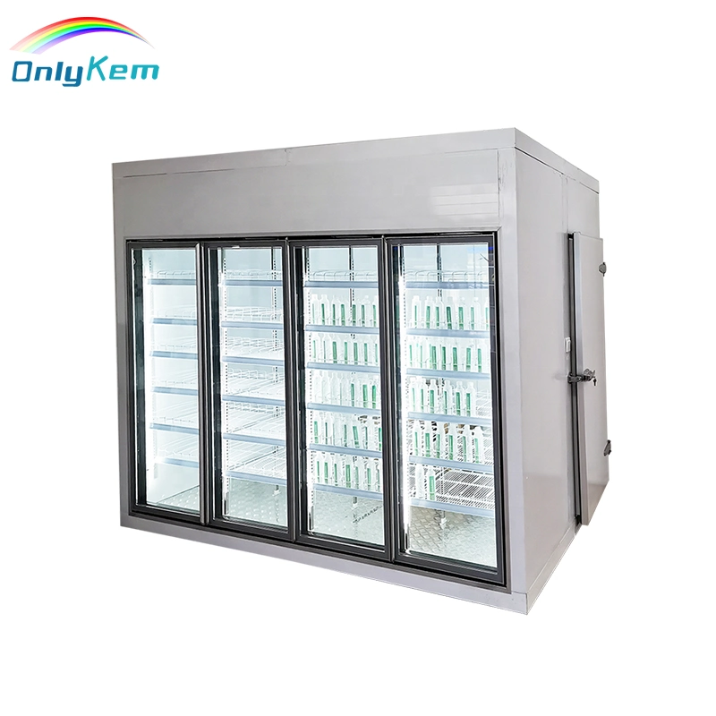 Bottle/Dairy/Juice/Frozen Food Glass Display Walk-in Cold Room