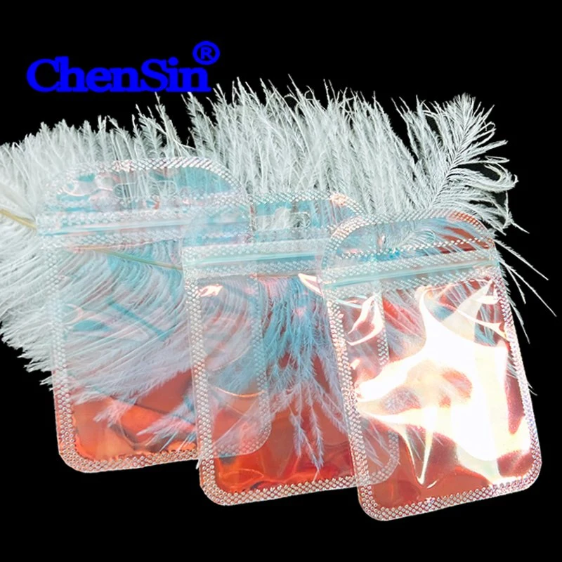 Holographic Pink Clear Zipper Plastic Bags