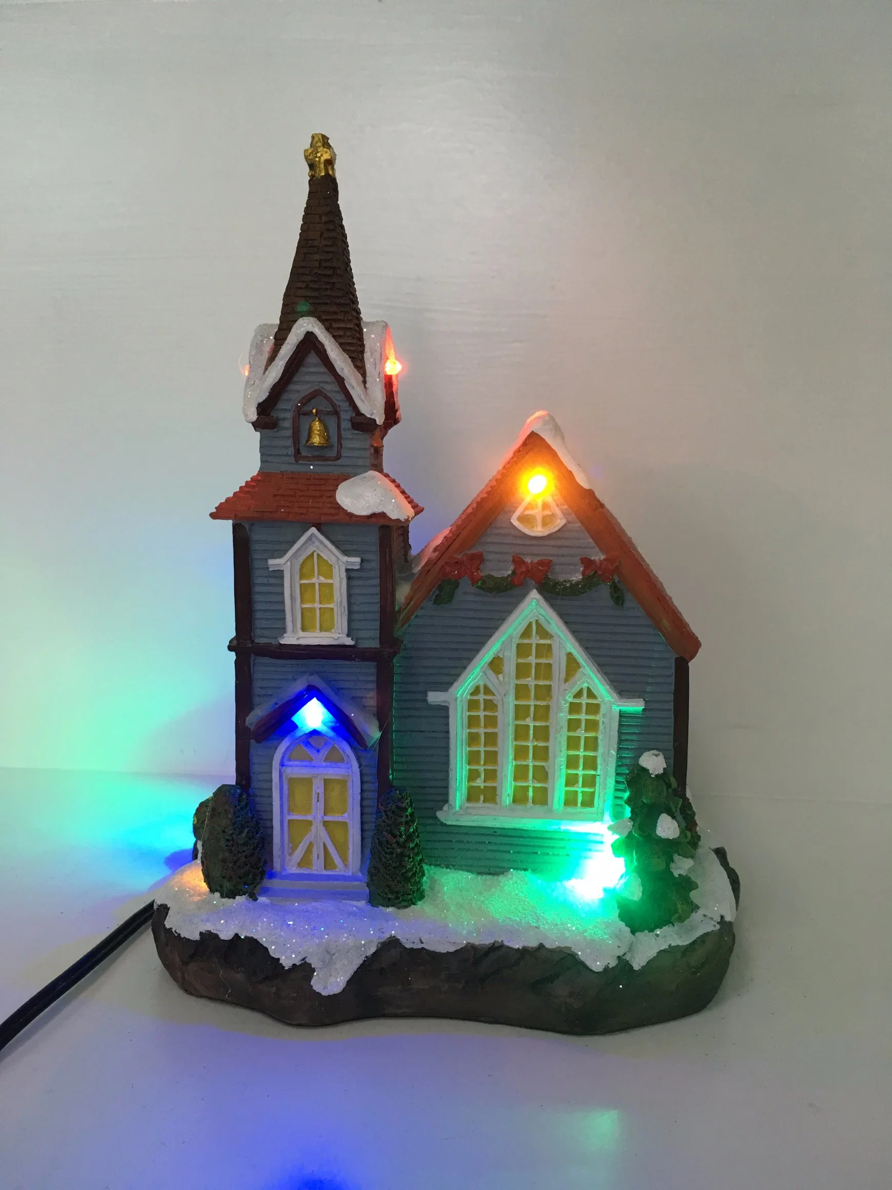 Resin Christmas House with LED and Musical Functions