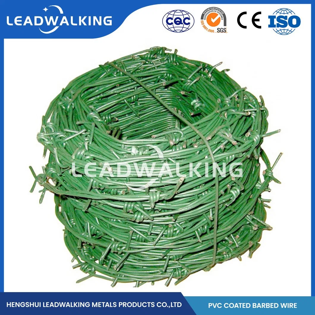 Leadwalking 50kg Alambre de púas de fabricación de rollos de alambre de púas galvanizado Custom/barata el alambre de púas China 50m de longitud del rollo caliente la venta de recubrimiento de PVC de 150 metros de alambre de púas