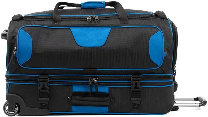 Caída en negrita la parte inferior de rodadura con ruedas Duffel Bag Azul Negro 30pulg.