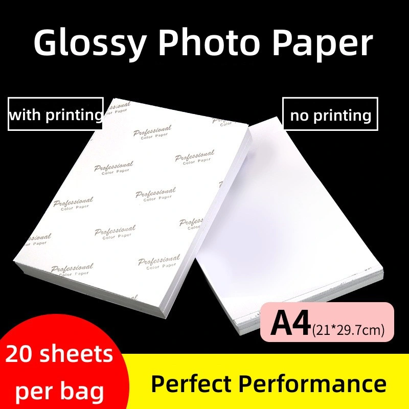 Super White& Glossy Professional Photographic Paper Inkjet Photo Paper Without Back Printing, 210GSM, 12 Inch (A4) (210mmx297mm) , Pack of 20 Sheets