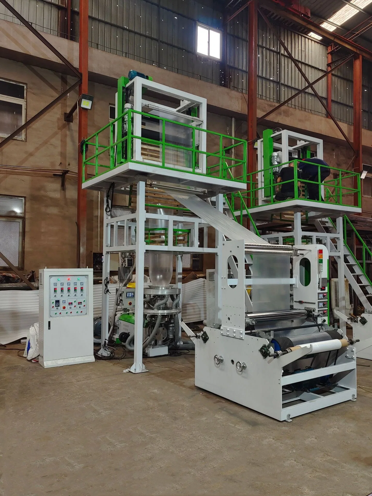 HDPE LDPE LLDPE PE Plastic Film Blowing Machine with Single Rewinder